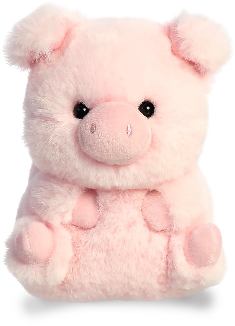 Aurora Playful Rolly Pet Prankster Pig Plush - 5-Inch Pink, Compact On-The-Go Fun