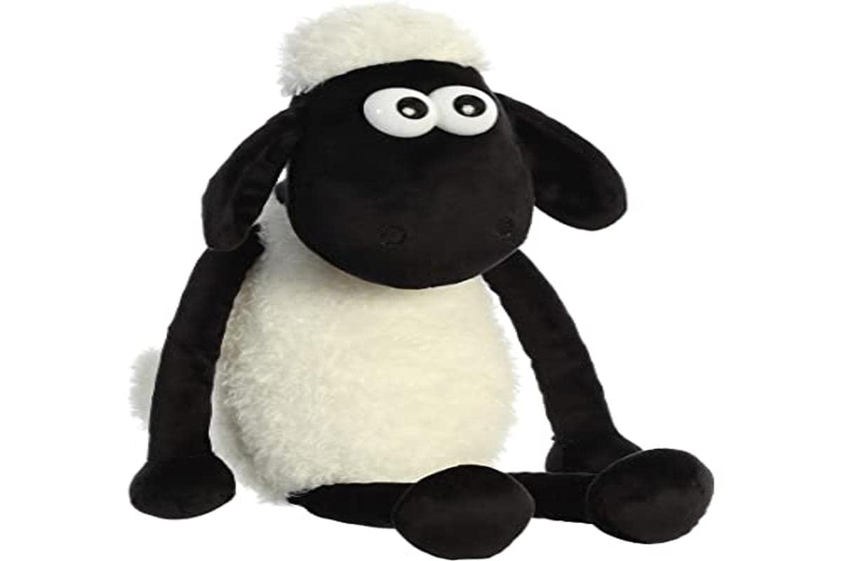 Aurora Playful Shaun the Sheep Stuffed Animal – 17-Inch White Plush – Officially Licensed