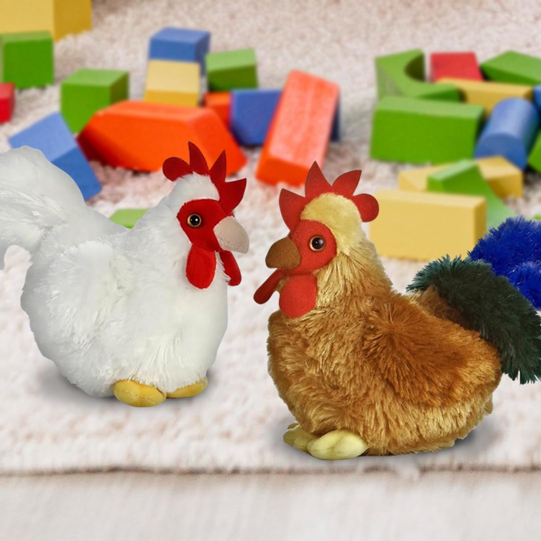 Aurora Mini Flopsie Bundle: 2x 6in Chicken & Rooster Plush Animals