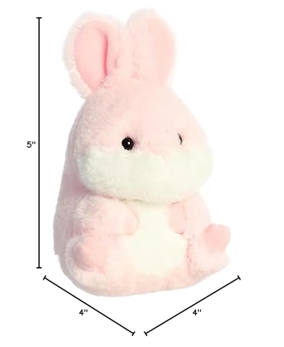 Aurora Round Rolly Pet Bunny Pink – 5-Inch Plush, On-The-Go Fun