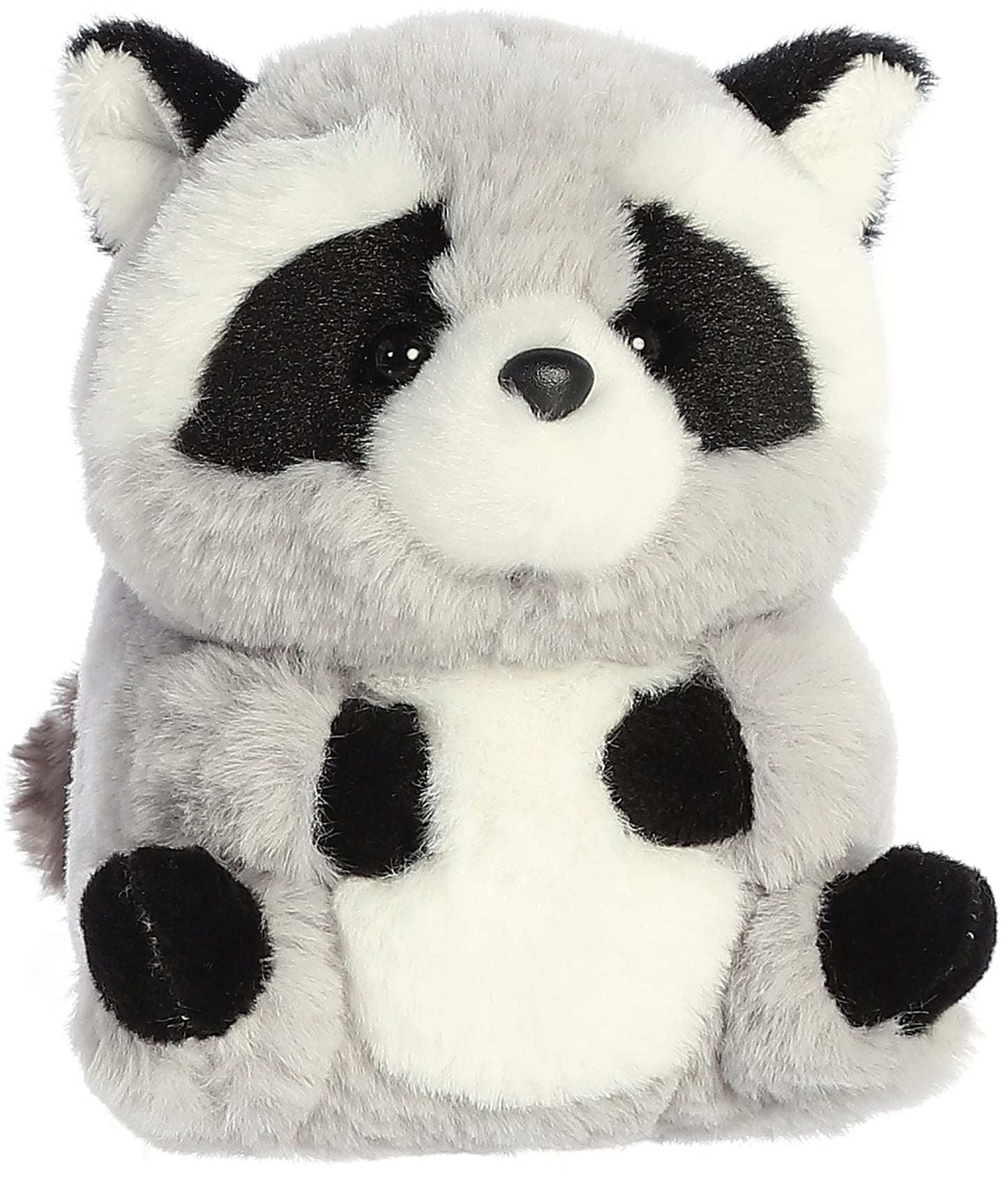 Aurora Round Rolly Pet Ripley Raccoon Stuffed Animal - 5in Gray