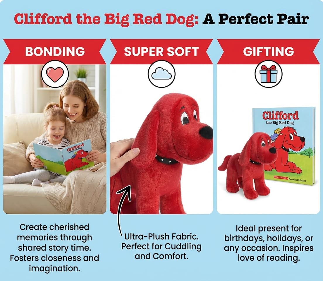 Aurora World 10'' Standing Red Dog Plush & Storybook Gift Set | Soft Toy + Bright Illustrated Book