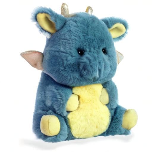 Aurora World Rolly Pet Egan Dragon 7in Blue Plush Toy