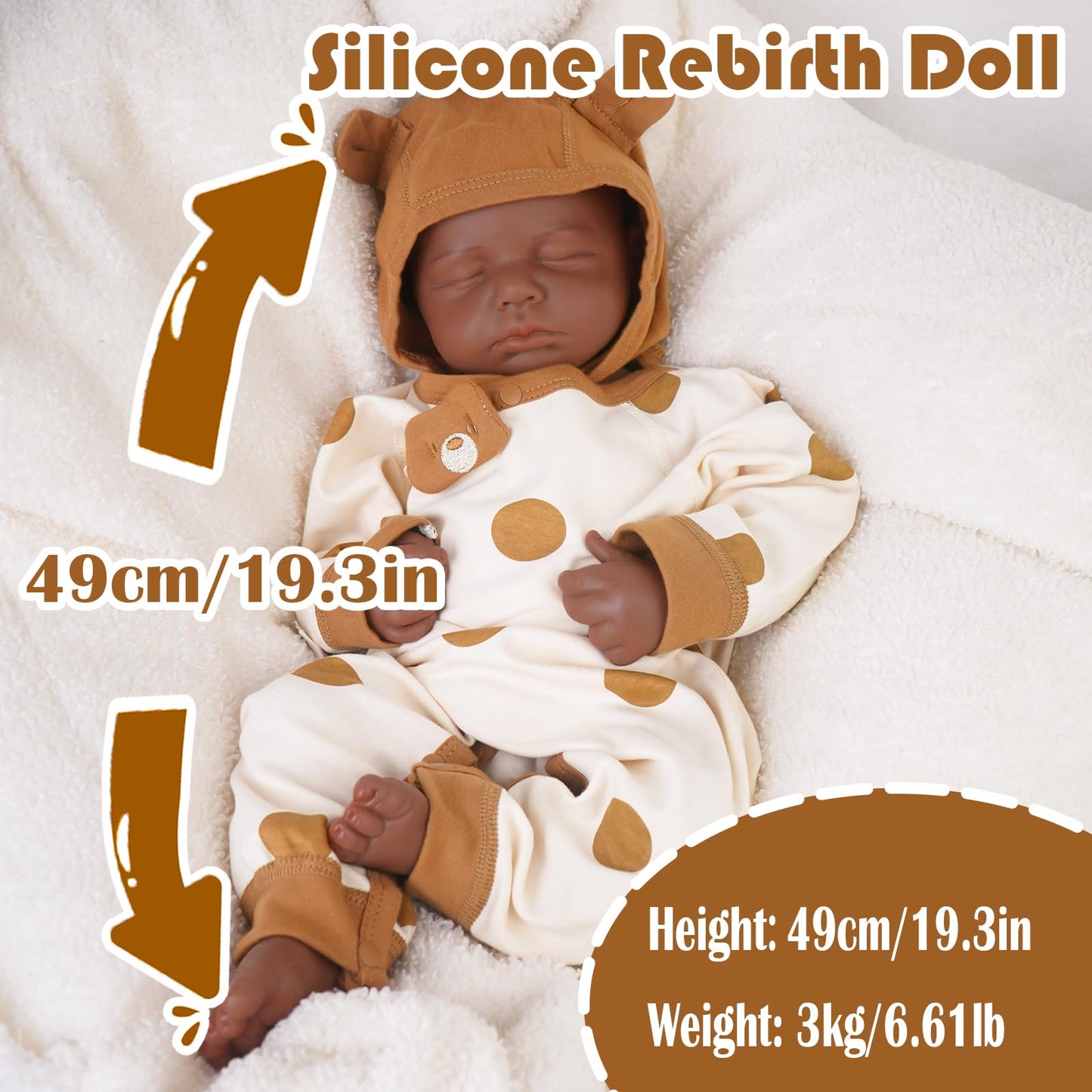 AuroraVita 19.3in Full Silicone Reborn Baby Doll – Realistic, Weighted & Hand Painted