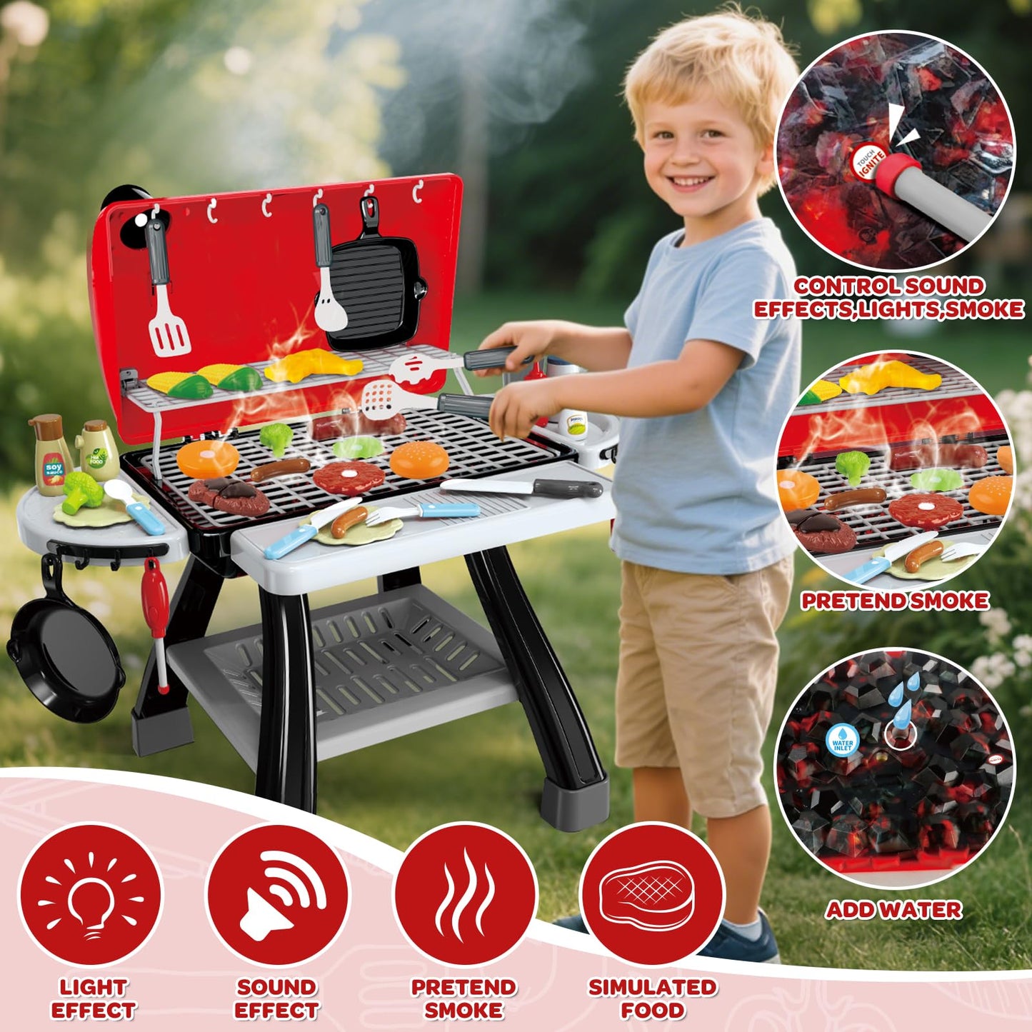 AuroTops 35-Piece Kitchen & BBQ Toy Set | Little Chef Playset for Kids