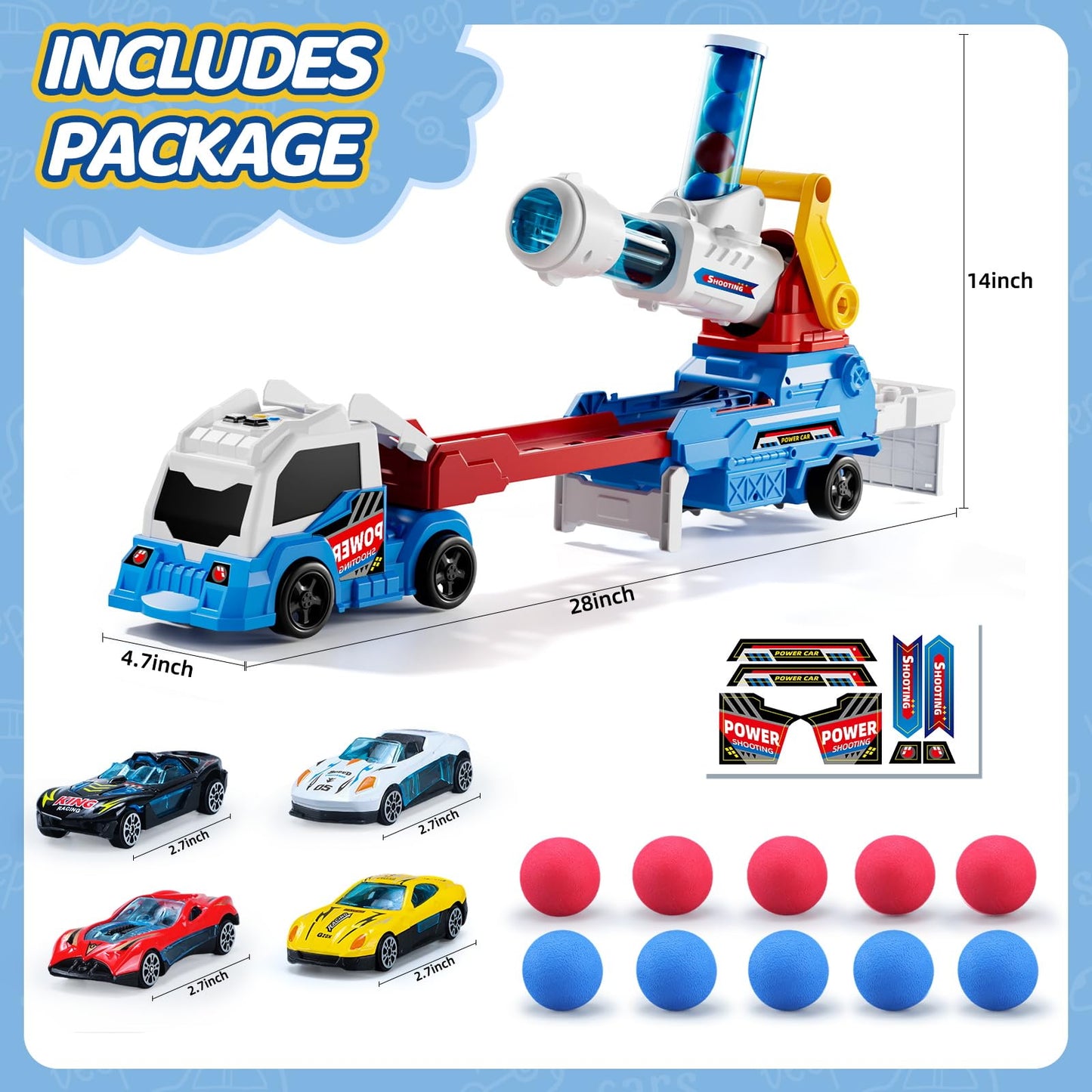 AuroTops Ejection & Shooting Truck Set – Toys for Boys 3-8 with Lights & Sounds