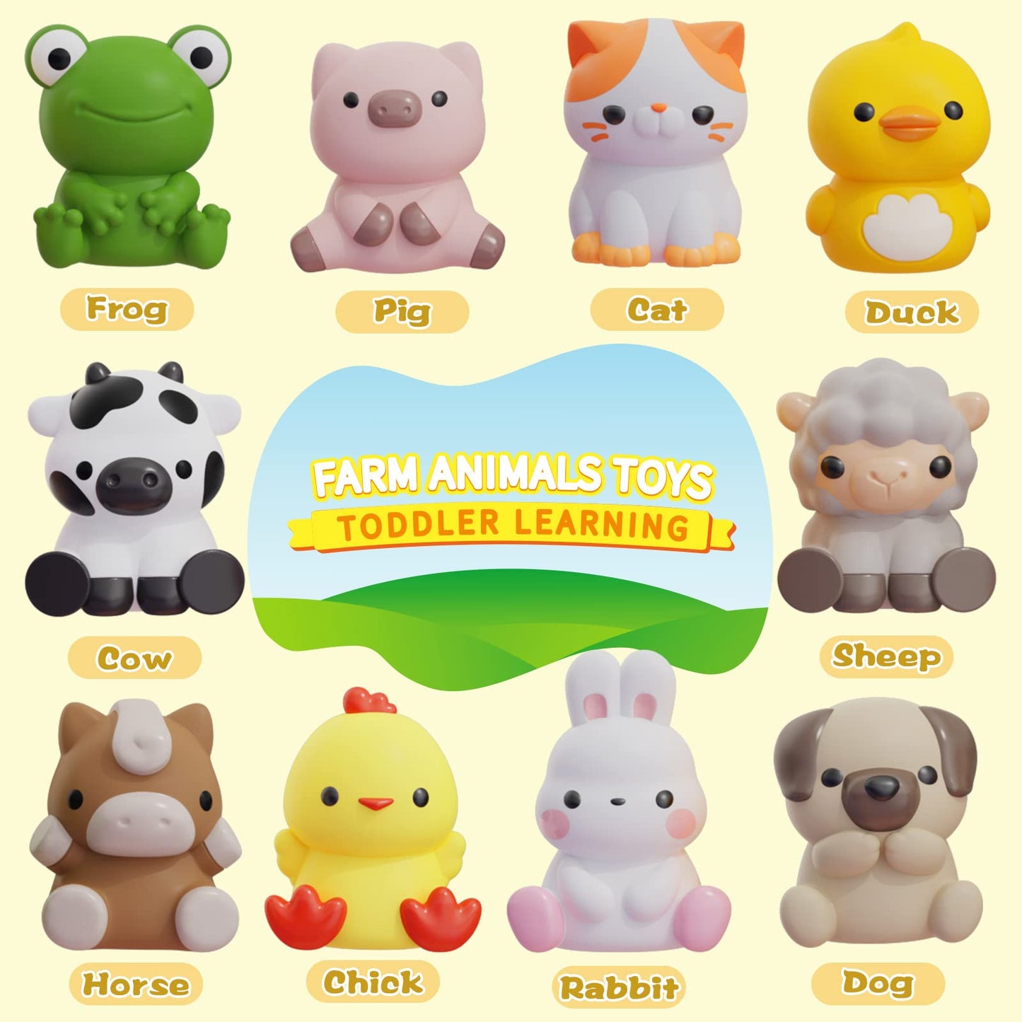 AuroTops 20-Piece Farm Animals Barn Toys for Toddlers – Montessori Counting & Sorting