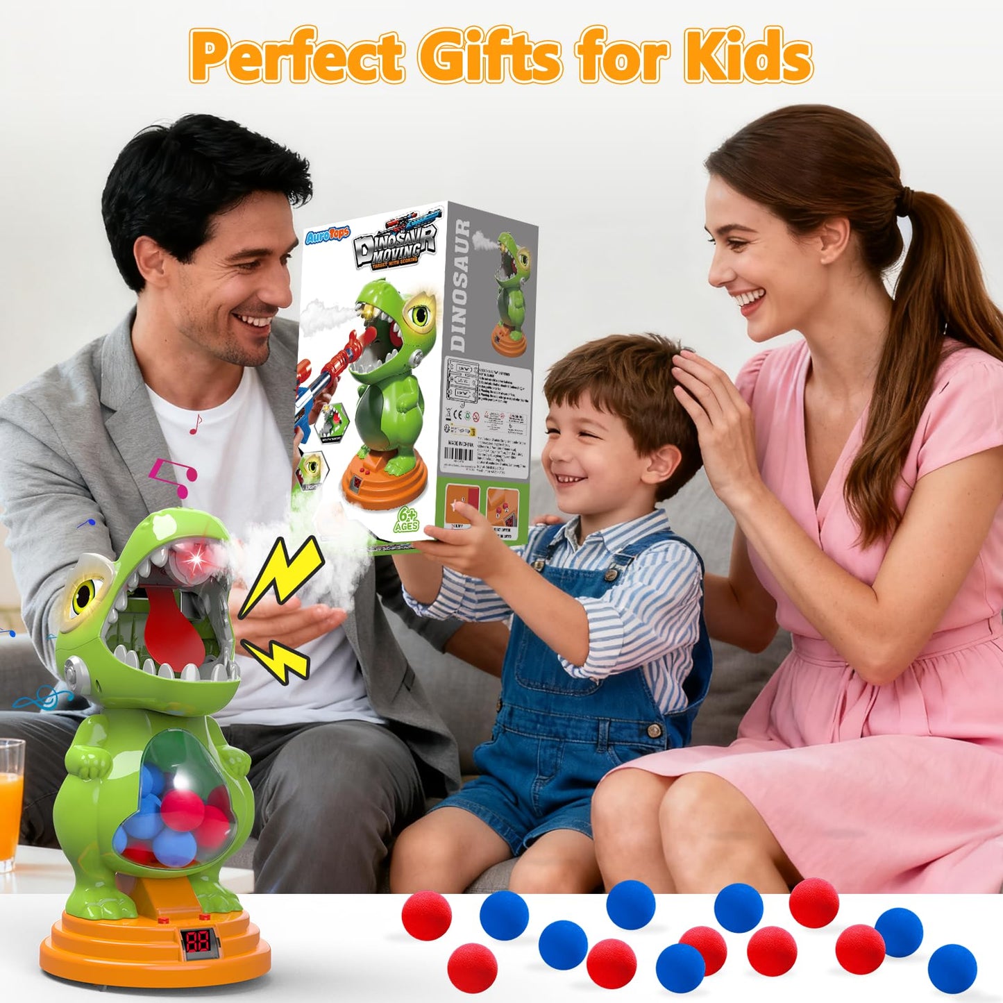 AuroTops Movable Dinosaur Shooting Toy for Kids Aged 5-8 – Mist Spray, Roar & Light