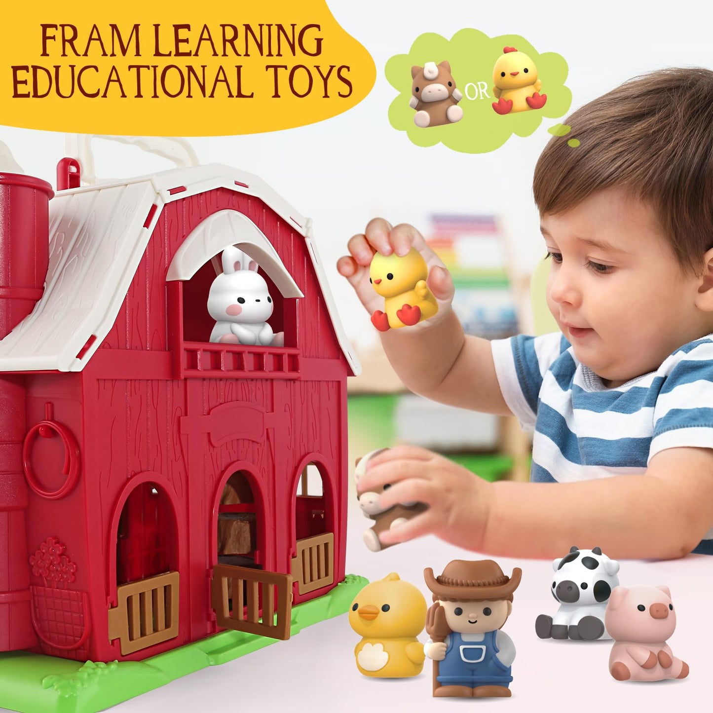 AuroTops Farm Barn Playset – 11-Piece Farm Toy for Toddlers (1-3 yrs)