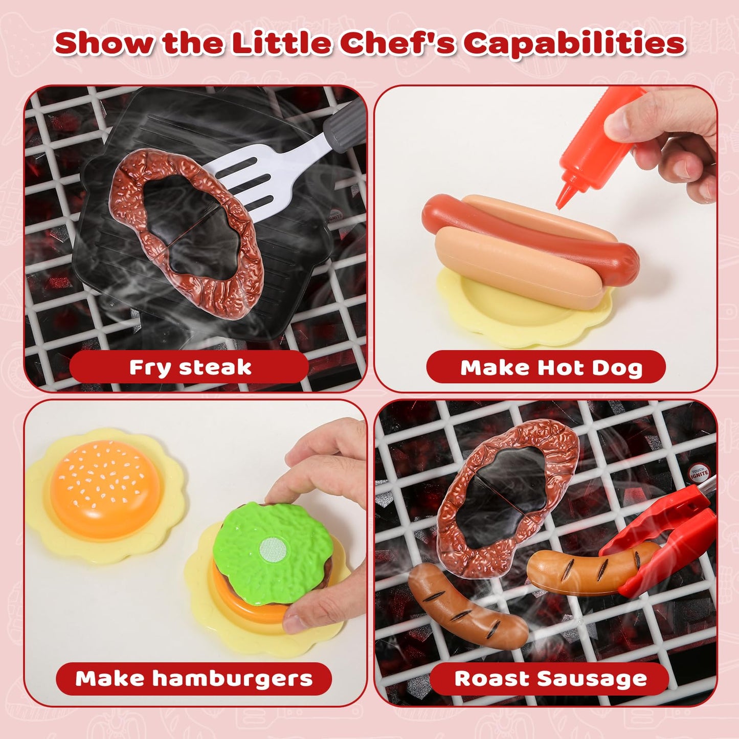 AuroTops 35-Piece Kitchen & BBQ Toy Set | Little Chef Playset for Kids