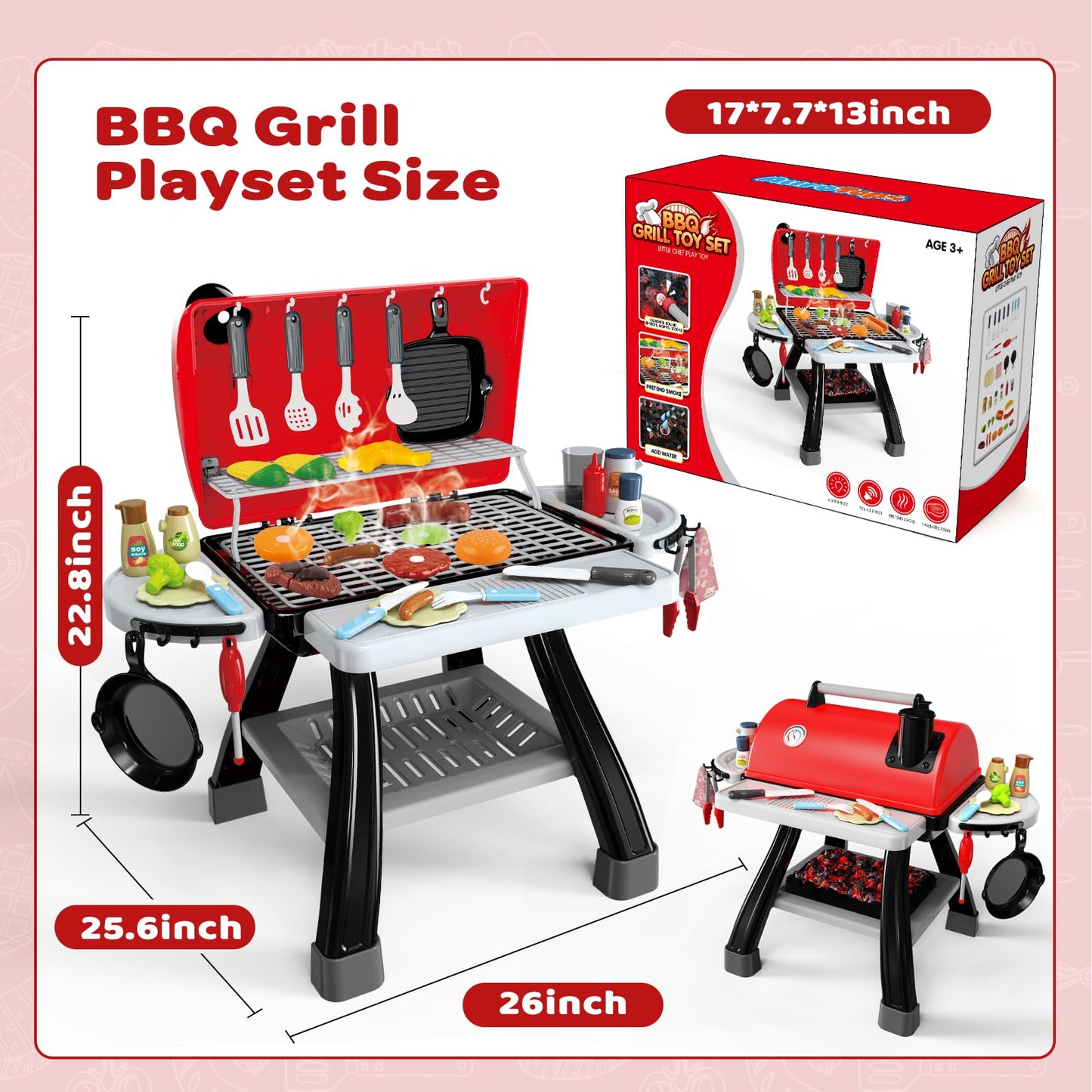 AuroTops 35-Piece Kitchen & BBQ Toy Set | Little Chef Playset for Kids