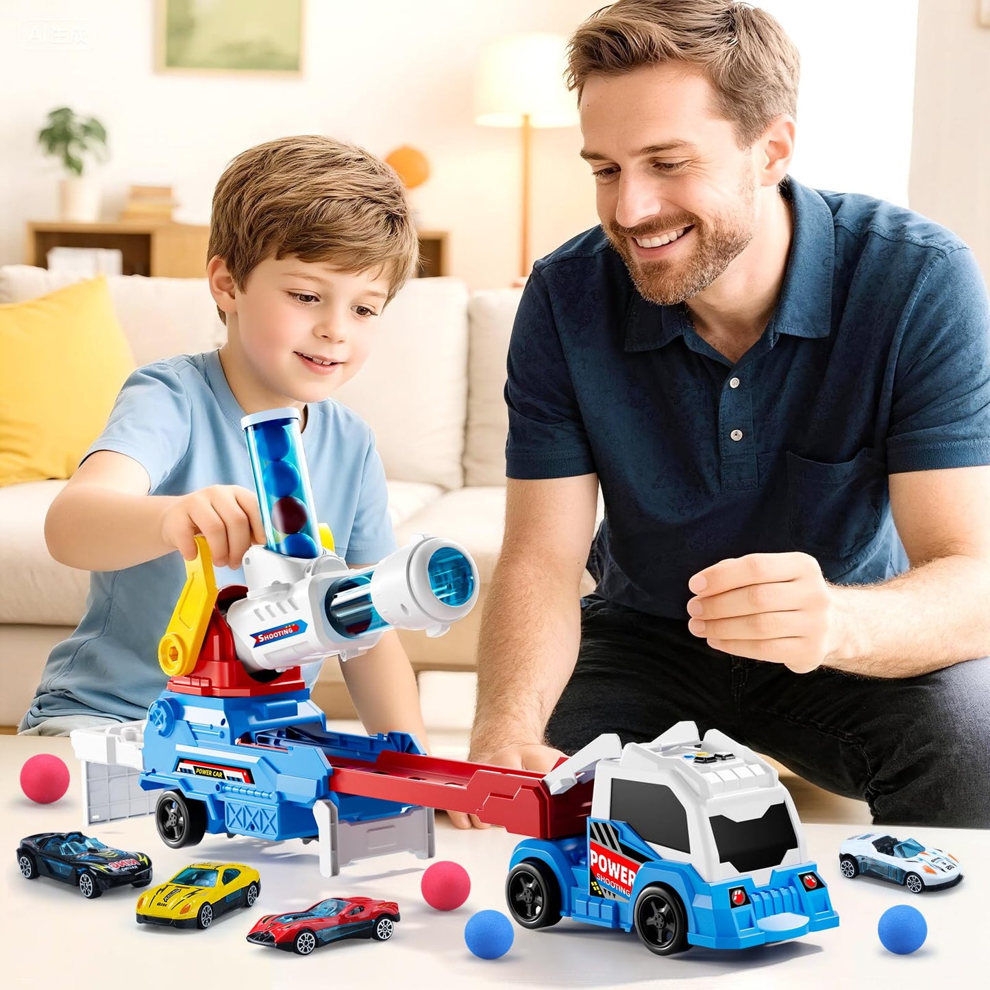 AuroTops Ejection & Shooting Truck Set – Toys for Boys 3-8 with Lights & Sounds