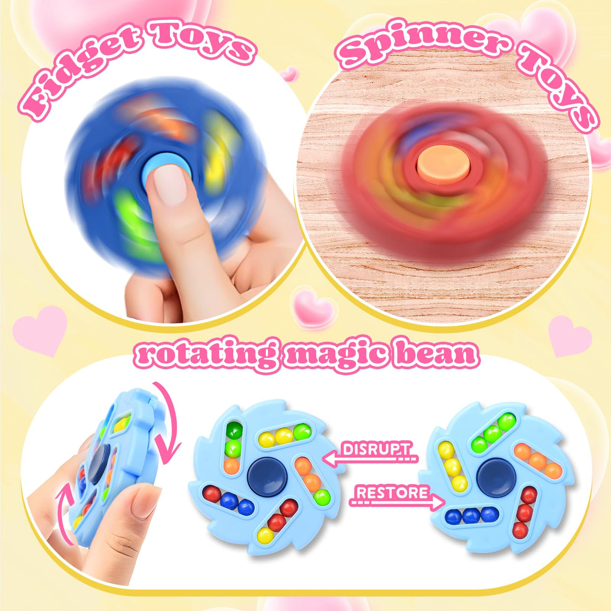AuroTops 24-Pack Valentines Cards with Spinner Toys – Kid-Friendly Classroom Favors