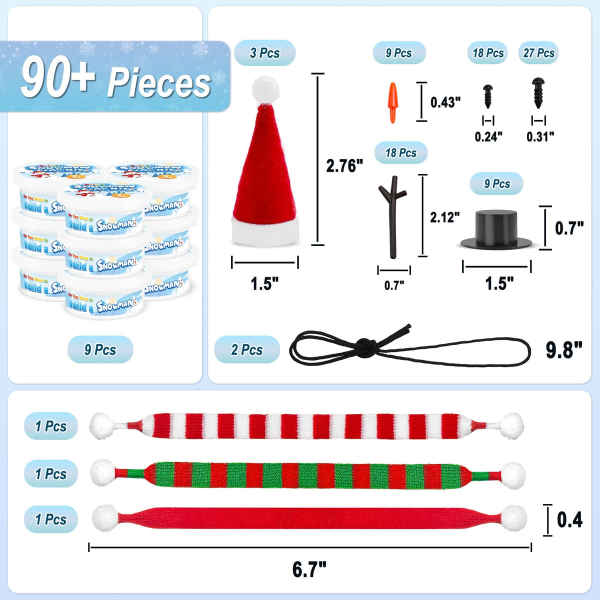 Aursy Snowman DIY Kit for Kids – Build 9 Snowmen with Air-Dry Clay