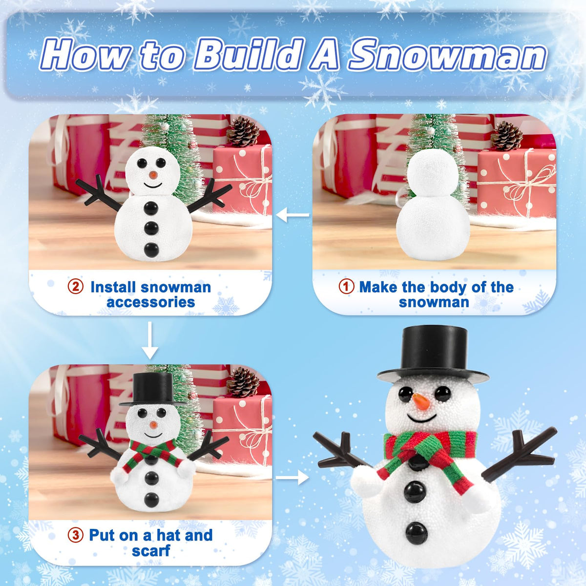 Aursy Snowman DIY Kit for Kids – Build 9 Snowmen with Air-Dry Clay