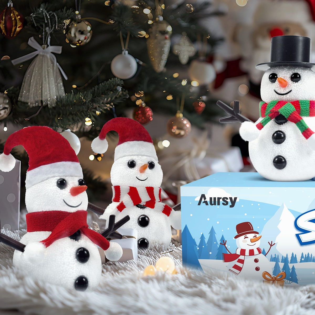 Aursy Snowman DIY Kit for Kids – Build 9 Snowmen with Air-Dry Clay