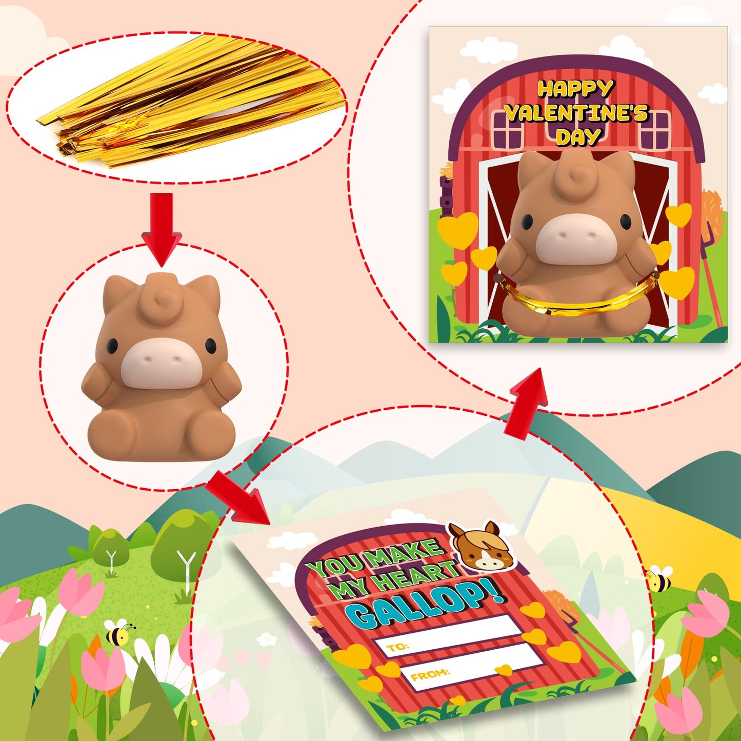 AuroTops 24 Pack Farm Animal Finger Puppets with Cards - Valentines Party Favors for Kids