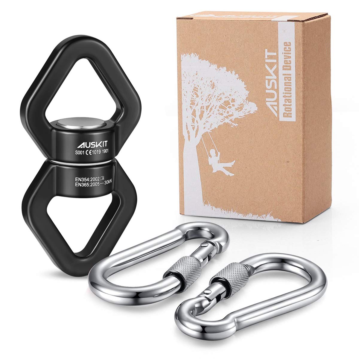AusKit Black Swing Swivel – 30 KN Safety-Grade 360° Rotational Hanging Accessory