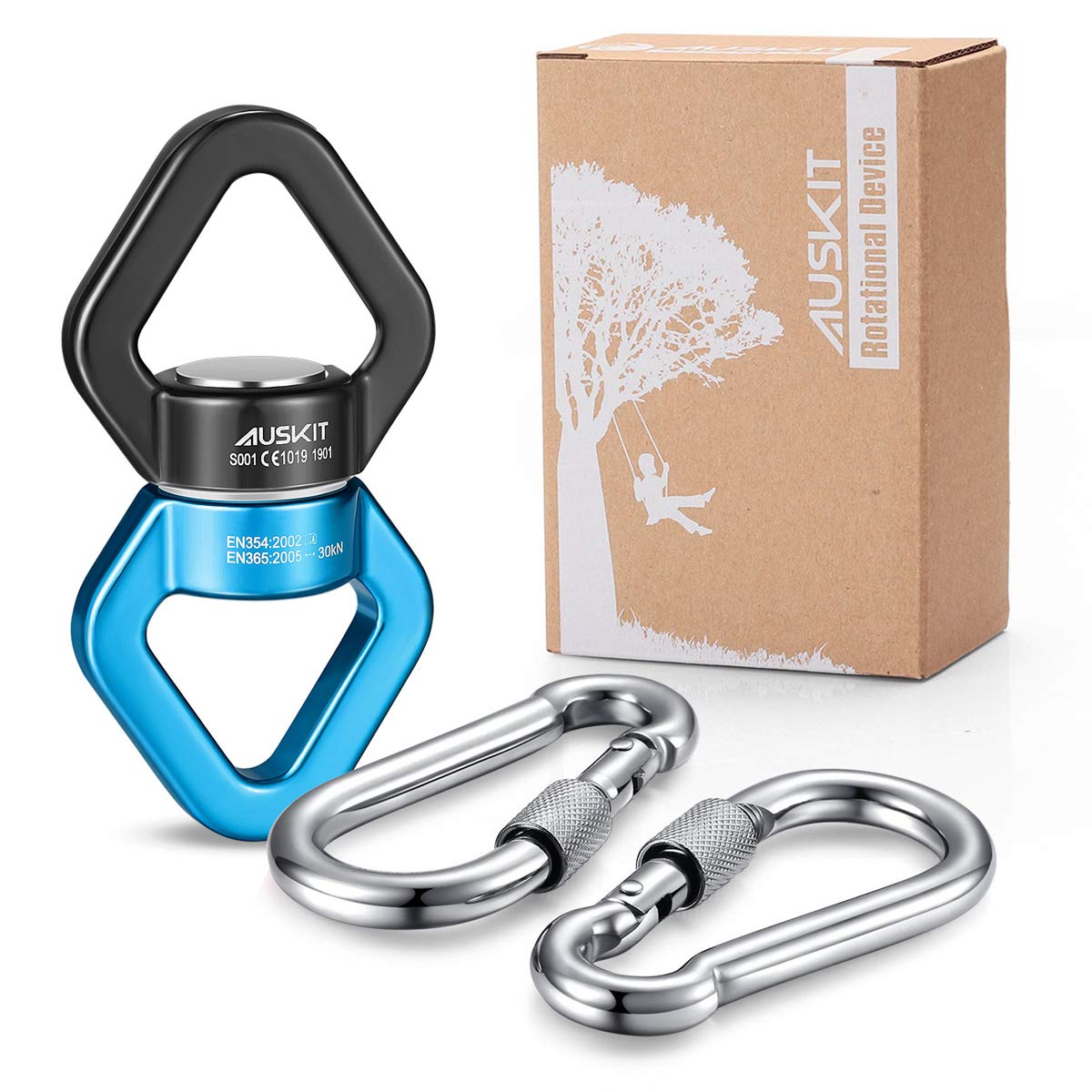 AusKit Black Blue Swing Swivel | 30 KN Safe Rotational Hanging Accessory