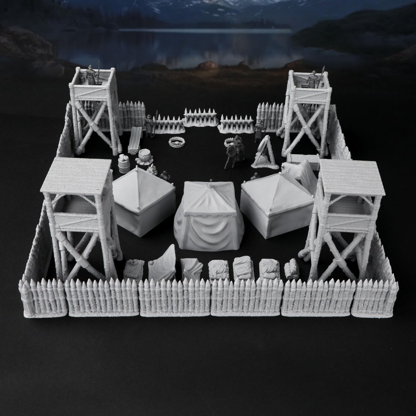 AUSPDICE AF676 Medieval Military Camp RPG Terrain Set — Modular 3D-Printed DND Map Props
