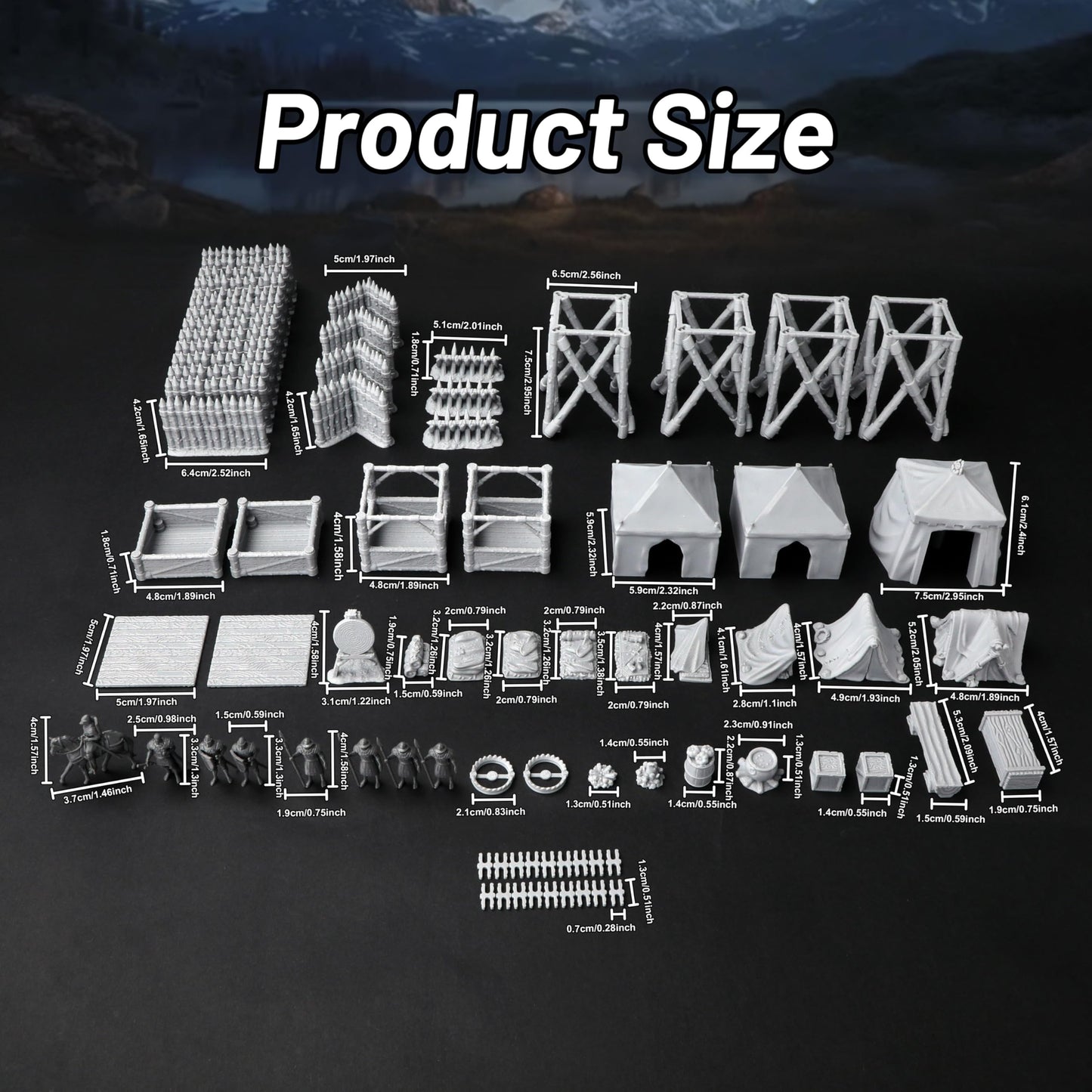 AUSPDICE AF676 Medieval Military Camp RPG Terrain Set — Modular 3D-Printed DND Map Props