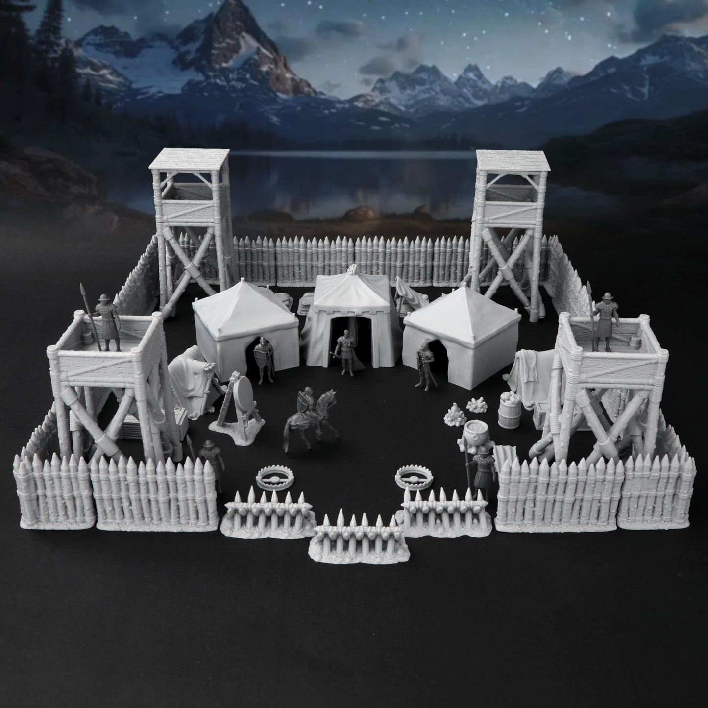 AUSPDICE AF676 Medieval Military Camp RPG Terrain Set — Modular 3D-Printed DND Map Props
