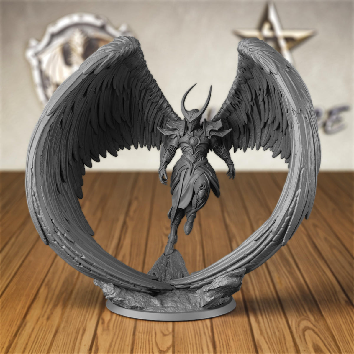 AUSPDICE Angel Fighter Miniature – 3D Printed D&D RPG Figure for Tabletop War Gaming
