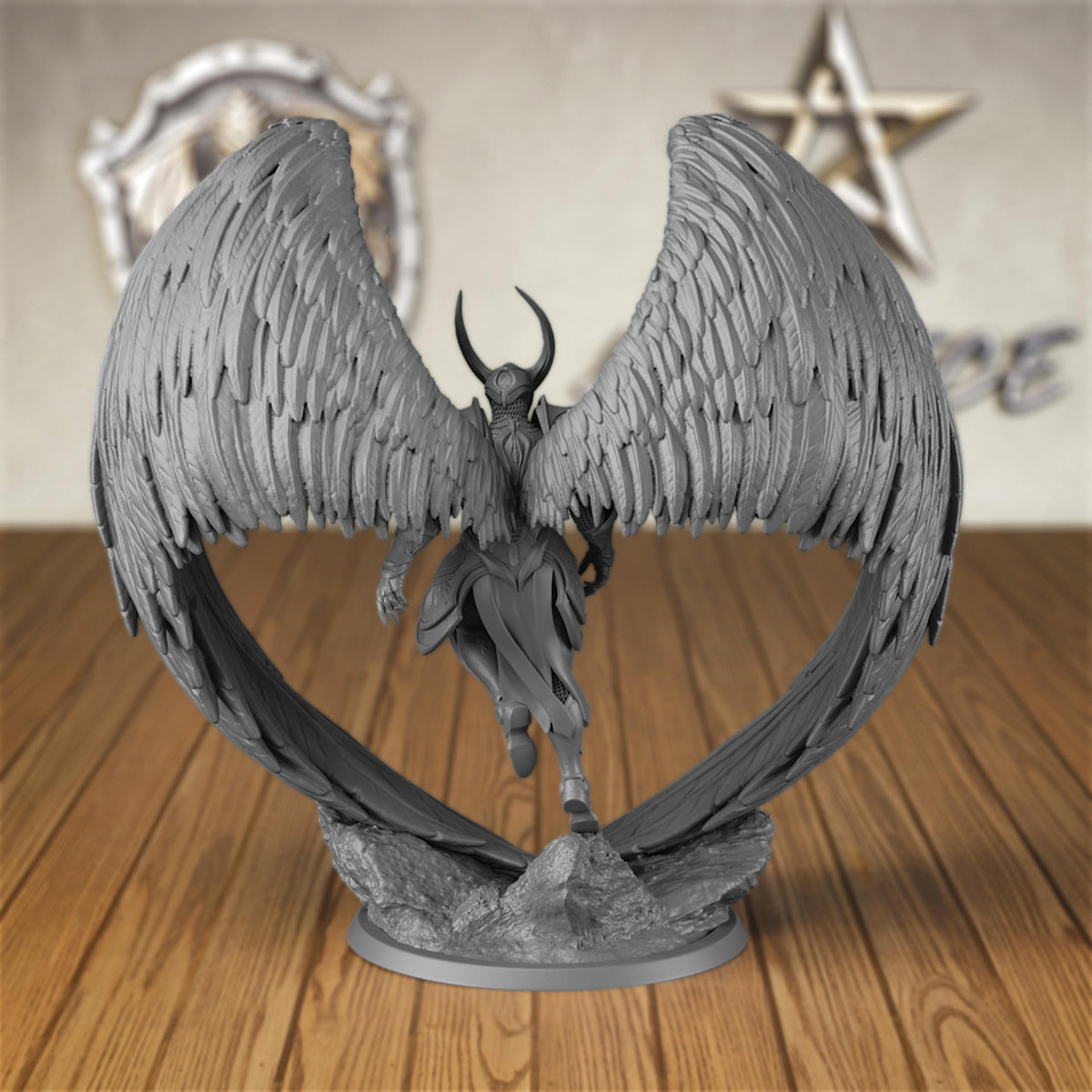 AUSPDICE Angel Fighter Miniature – 3D Printed D&D RPG Figure for Tabletop War Gaming