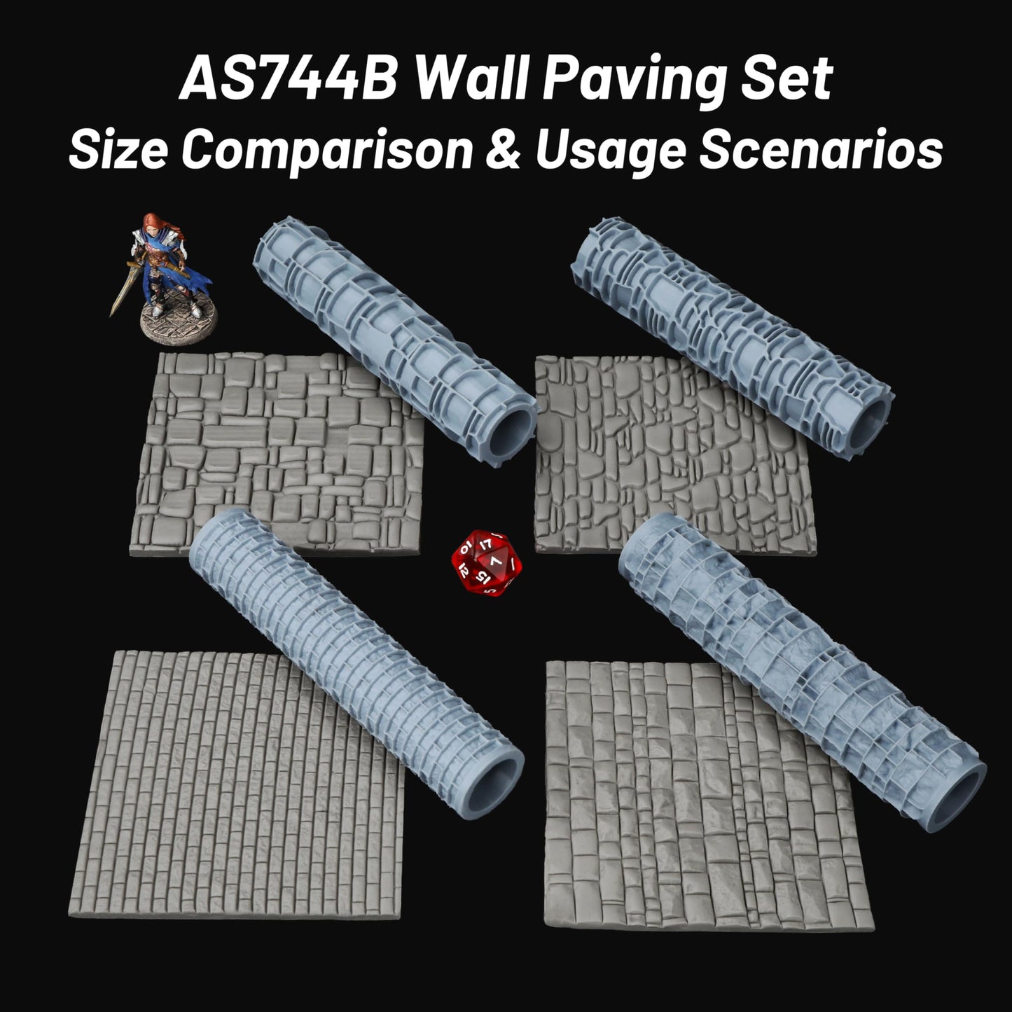 AUSPDICE DND Terrain Texture Roller AS744B – Wall Paving for D&D & RPG Terrain