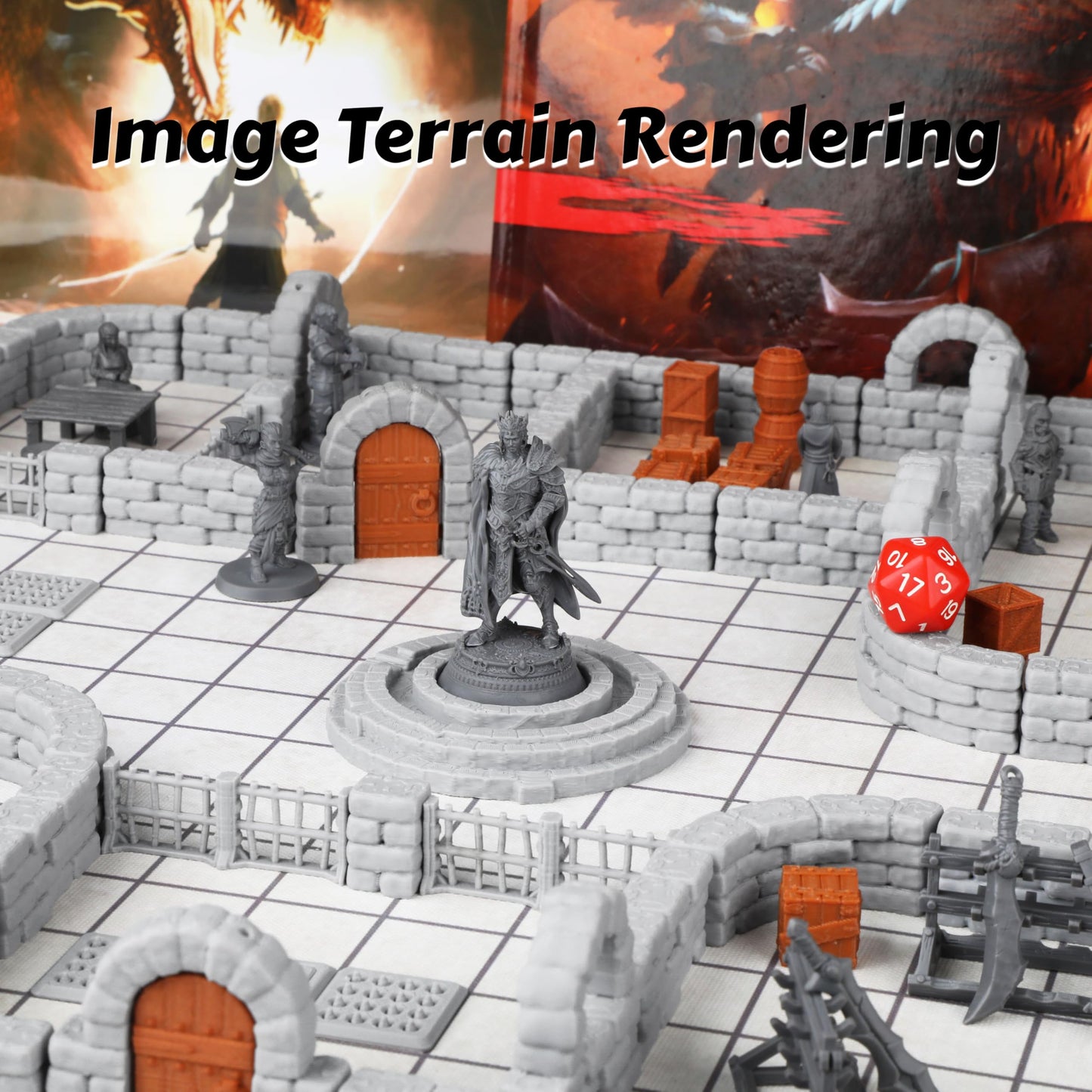 AUSPDICE Dungeon Walls 40pcs – 28mm Modular RPG Terrain, Expansion Pack 3