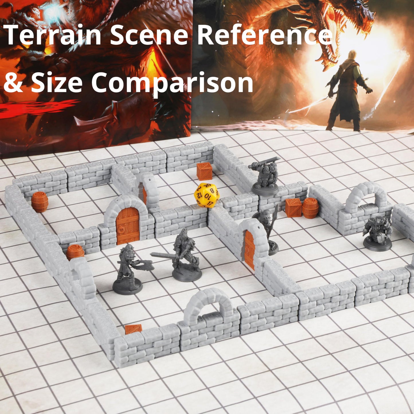 AUSPDICE Dungeon Walls 40pcs 28mm Modular RPG Terrain for DND Tabletop Scenes | DM Gift