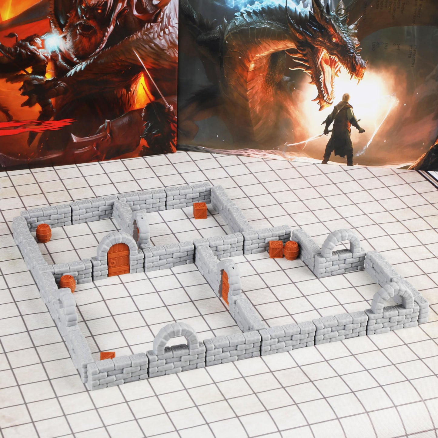 AUSPDICE Dungeon Walls 40pcs 28mm Modular RPG Terrain for DND Tabletop Scenes | DM Gift