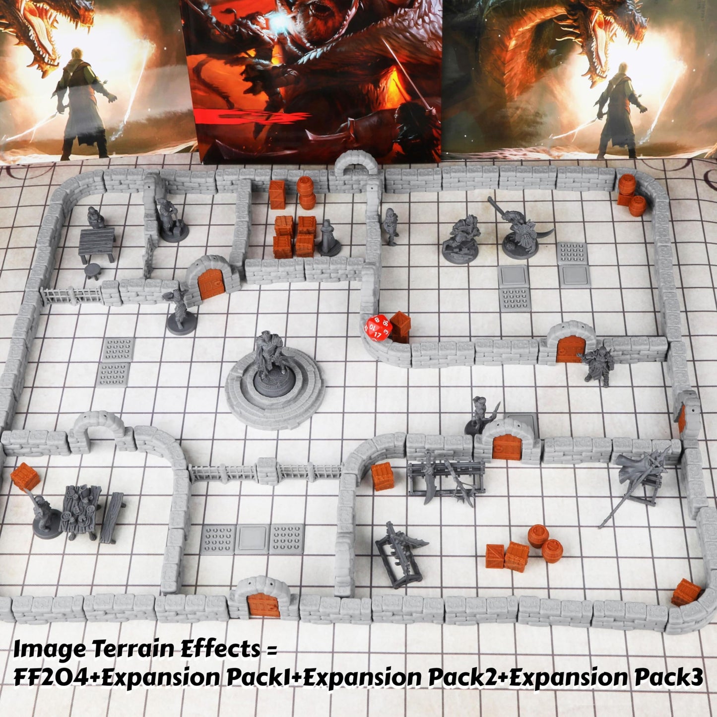 AUSPDICE Dungeon Walls 40pcs – 28mm Modular RPG Terrain, Expansion Pack 3