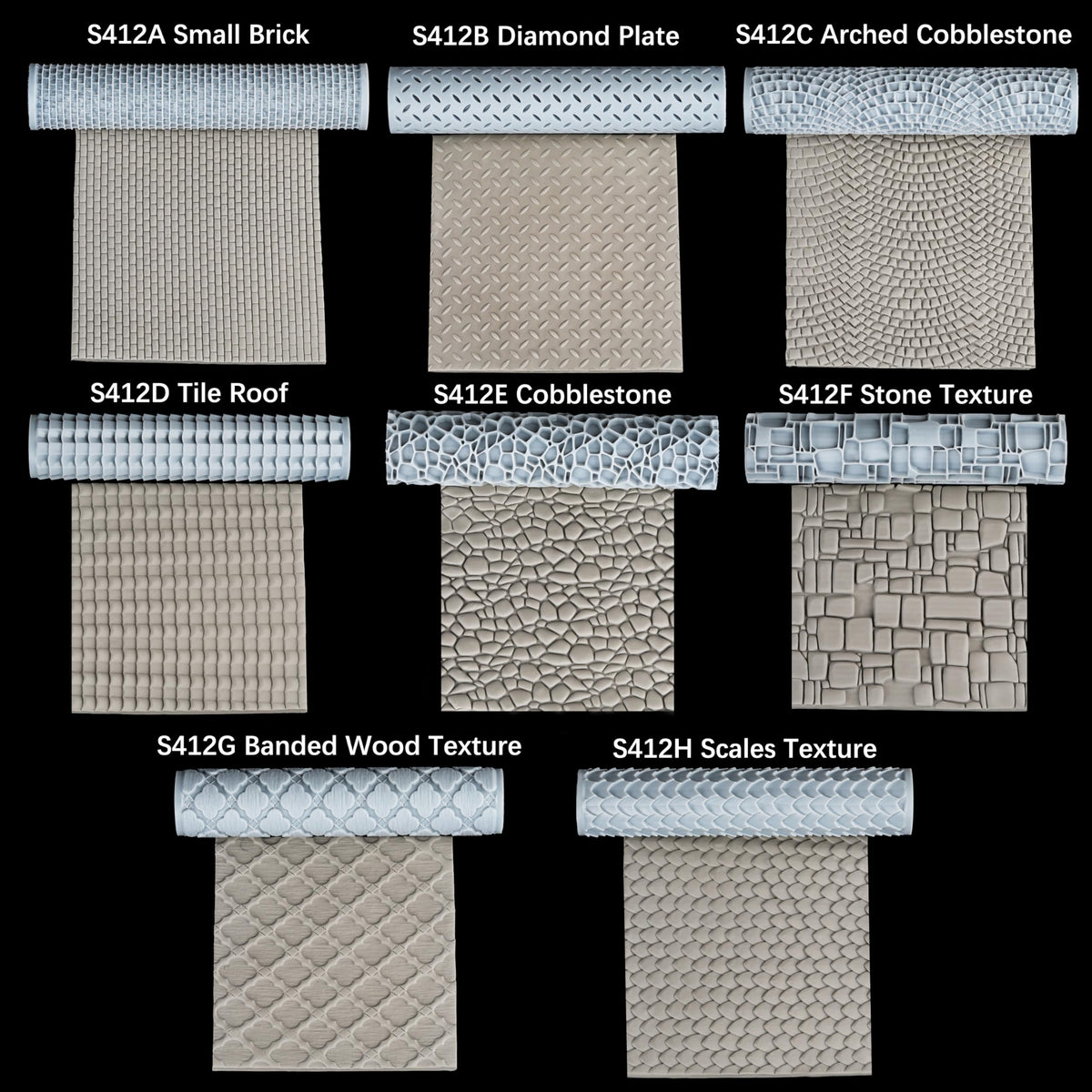 AUSPDICE Terrain Texture Roller S412E Cobblestone – High-Detail RPG Terrain for D&D & Clay Modeling