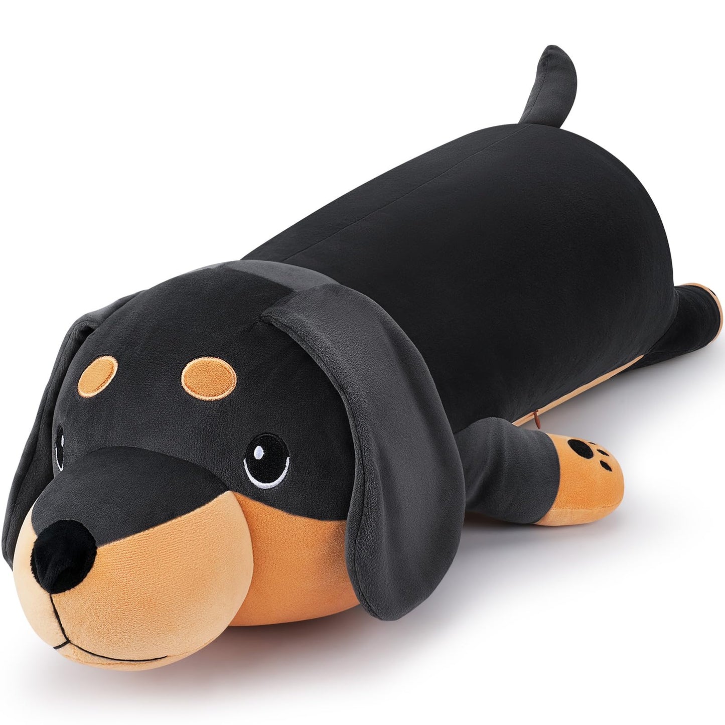 Auspicious Beginning 30-Inch Giant Black Dachshund Plush Toy – Large Hugging Dachshund Pillow