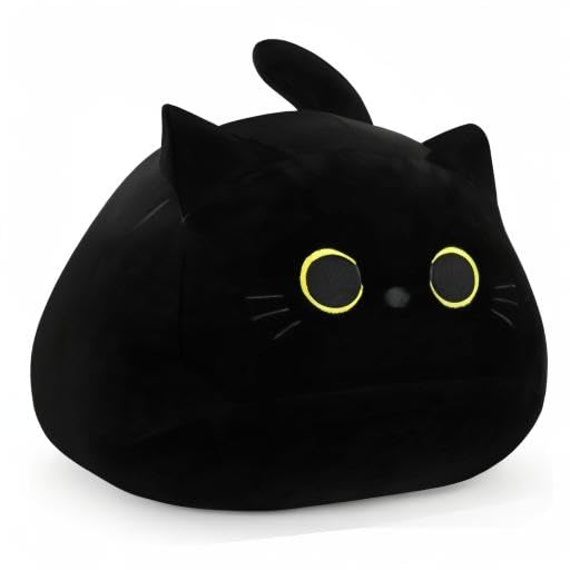 Auspicious Beginning Black Cat Plush Toy – 19inch Giant Plush Pillow, Cozy Cat Plush for Kids & Halloween Decor