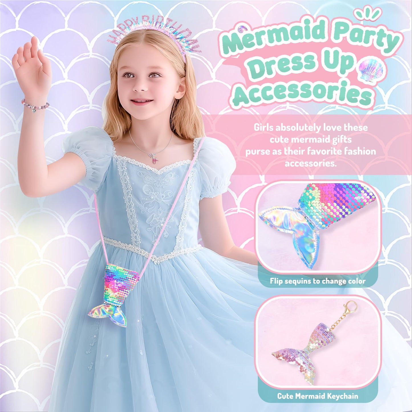 Auspicious Beginning 13-Piece Mermaid Toys Gift Set for Girls 4-12 — Light-Up Star Pillow & DIY Water Bottle Kit