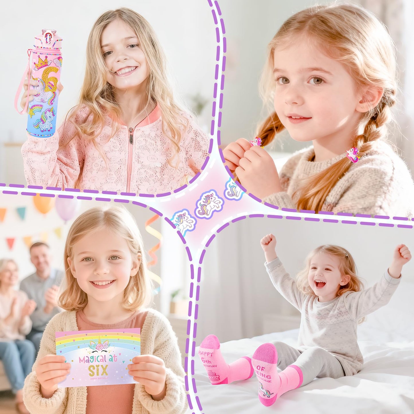 Auspicious Beginning Unicorn Gifts for Girls – Light-Up Star Pillow & DIY Water Bottle Kit