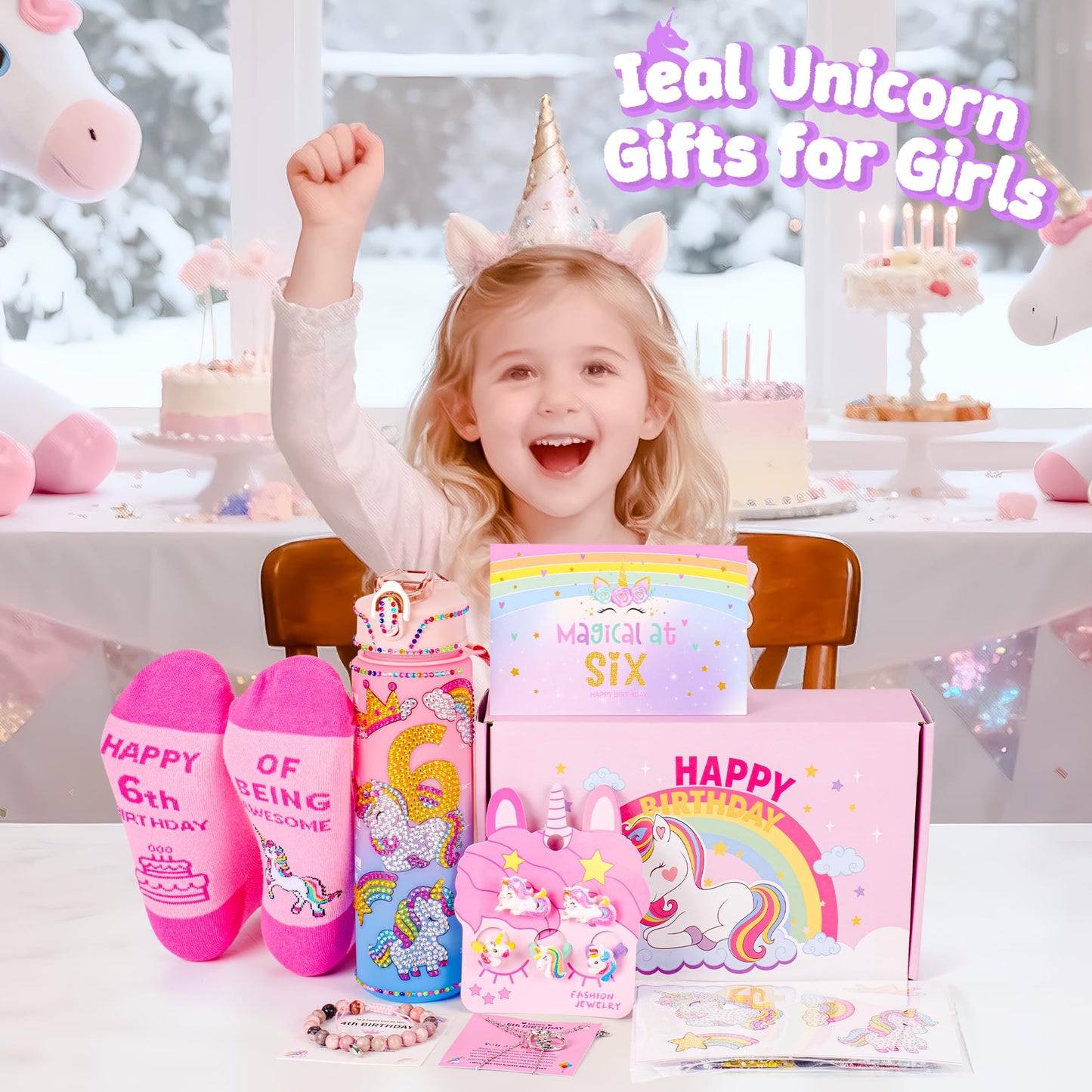 Auspicious Beginning Unicorn Gifts for Girls – Light-Up Star Pillow & DIY Water Bottle Kit