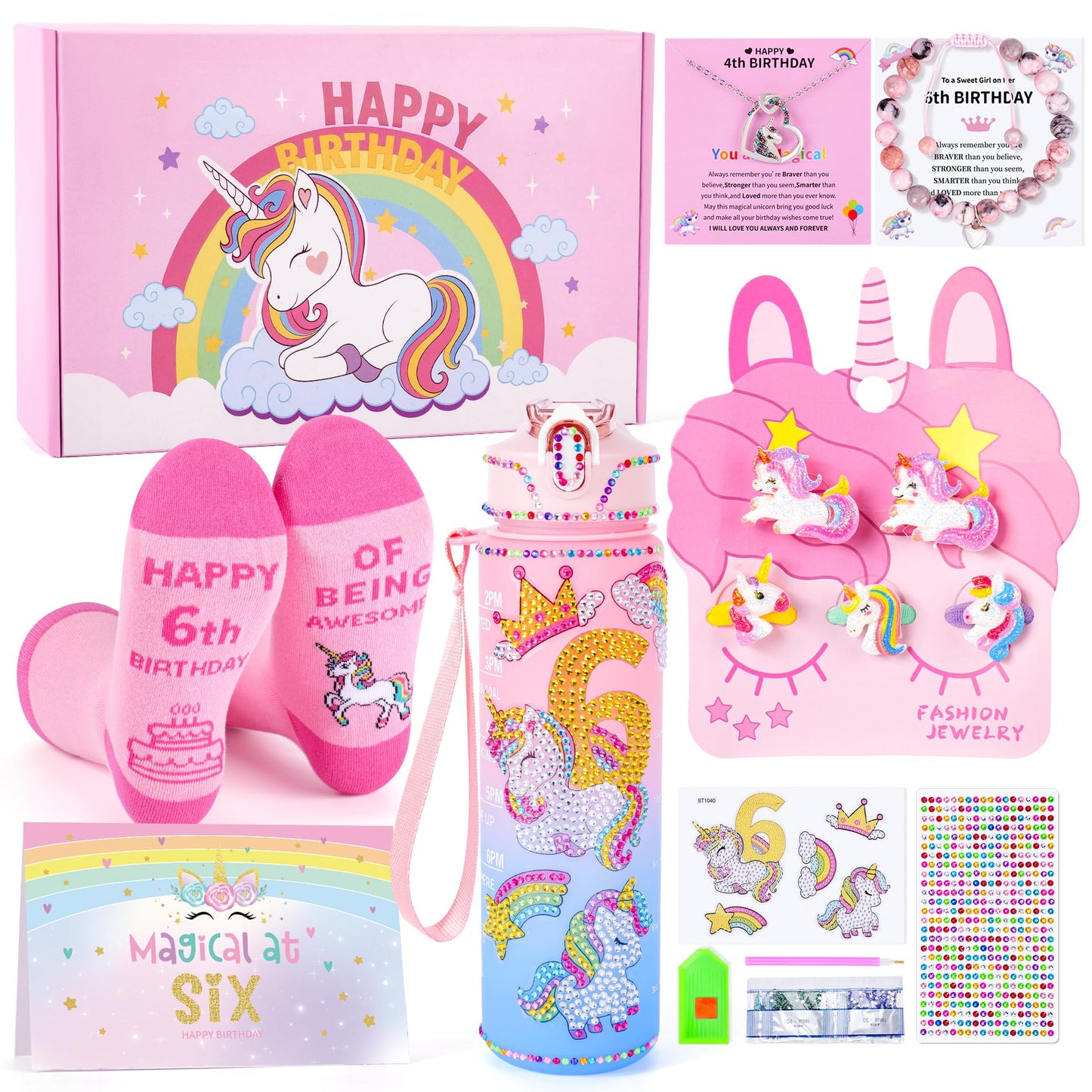 Auspicious Beginning Unicorn Gifts for Girls – Light-Up Star Pillow & DIY Water Bottle Kit