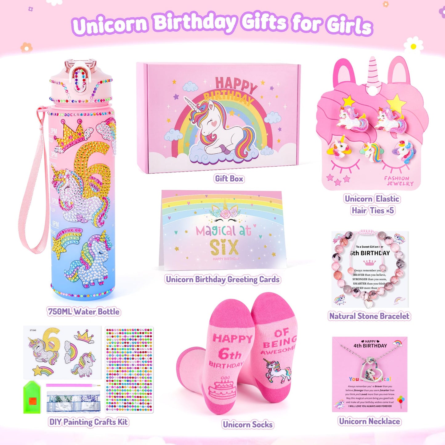 Auspicious Beginning Unicorn Gifts for Girls – Light-Up Star Pillow & DIY Water Bottle Kit
