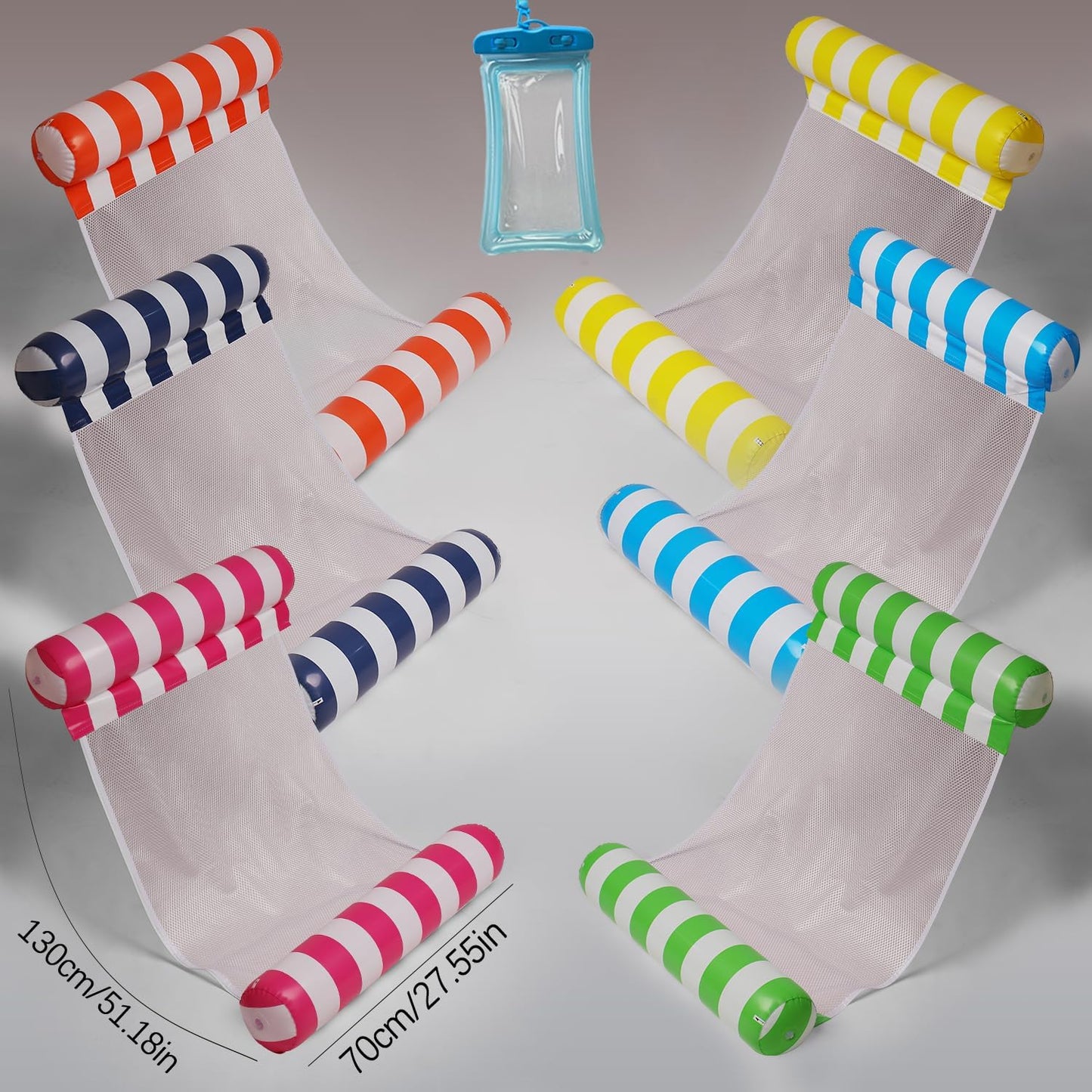 Auspicious Rain 8-Pack 4-in-1 Pool Floats – Hammock, Saddle, Lounge Chair & Drifter (Non-Stick PVC)