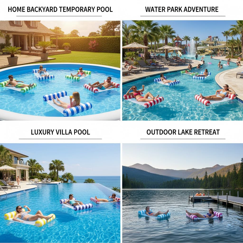 Auspicious Rain Inflatable Pool Float 5-Pack | Cylindrical Striped Loungers