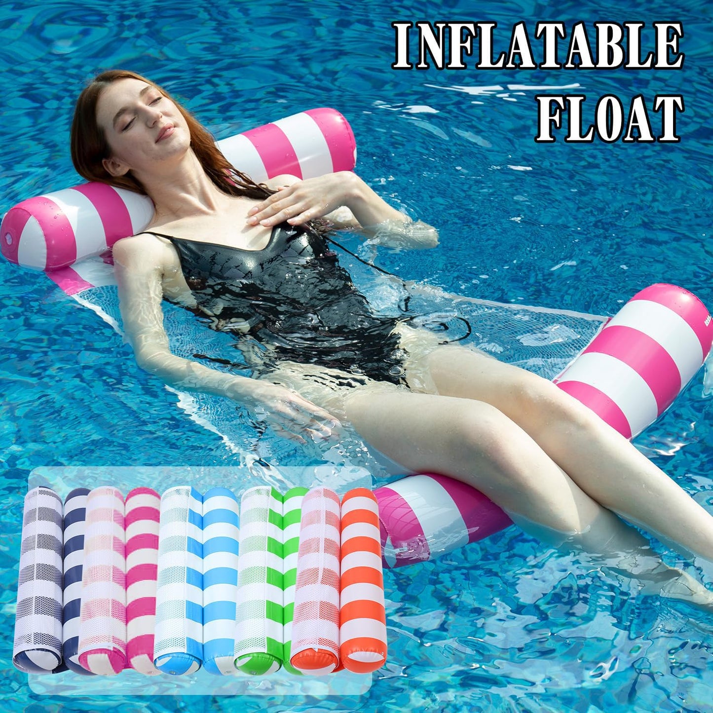 Auspicious Rain Inflatable Pool Float 5-Pack | Cylindrical Striped Loungers