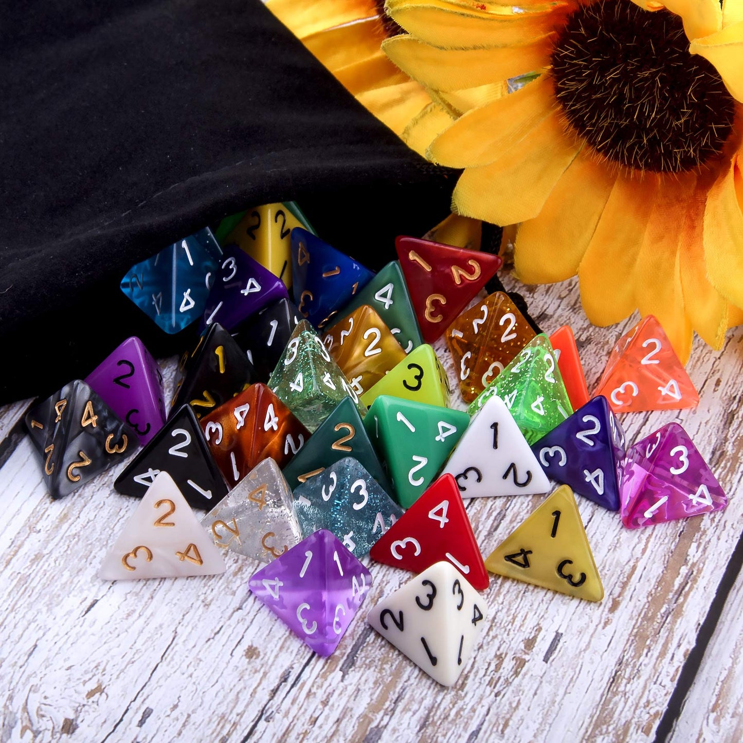 AUSTOR 35-Piece D4 Dice Set – Mixed Colors with Velvet Storage Bag | DND RPG