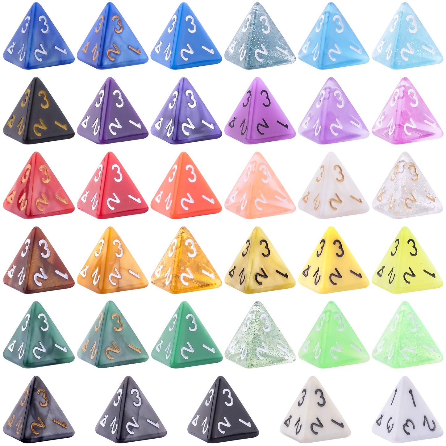 AUSTOR 35-Piece D4 Dice Set – Mixed Colors with Velvet Storage Bag | DND RPG