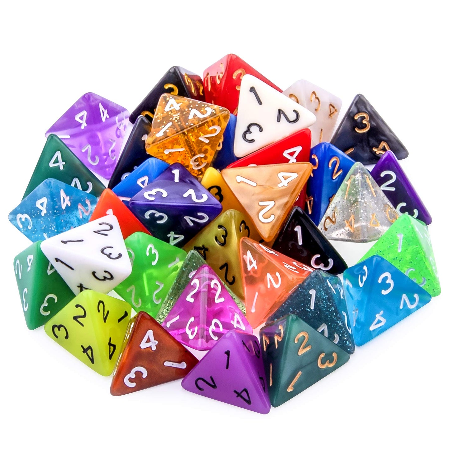 AUSTOR 35-Piece D4 Dice Set – Mixed Colors with Velvet Storage Bag | DND RPG