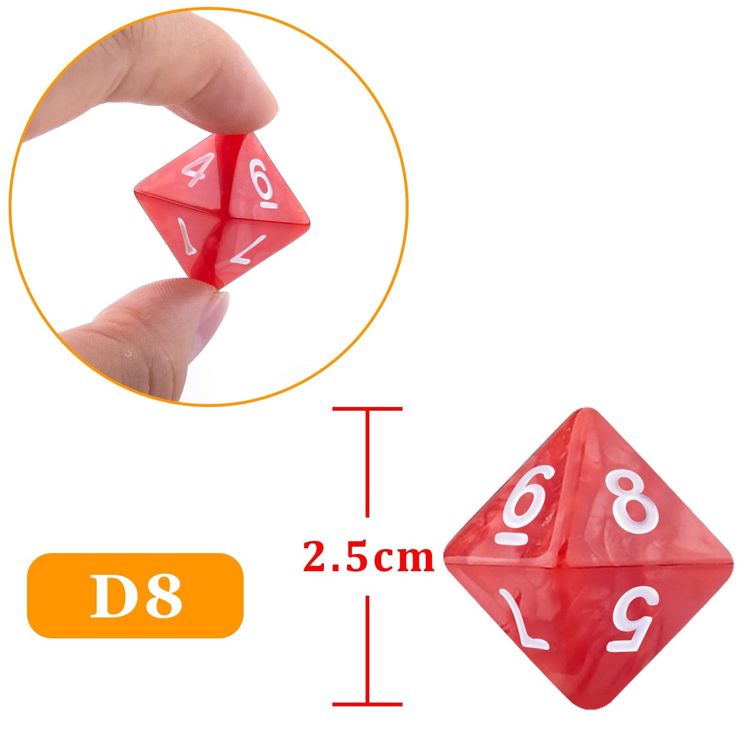 AUSTOR 35-Piece D8 Dice Set – Mixed Colors with Velvet Storage Bag for RPG & Tabletop Games
