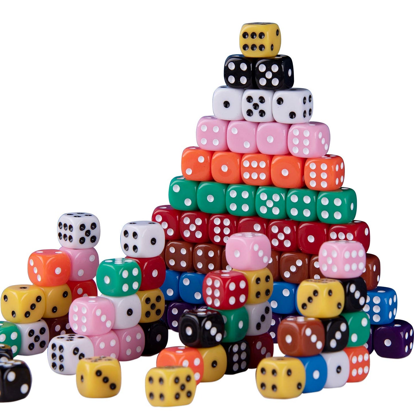 AUSTOR 100-Piece 12mm Dice Set — Round Corner, Eco-Friendly Acrylic, Velvet Pouch