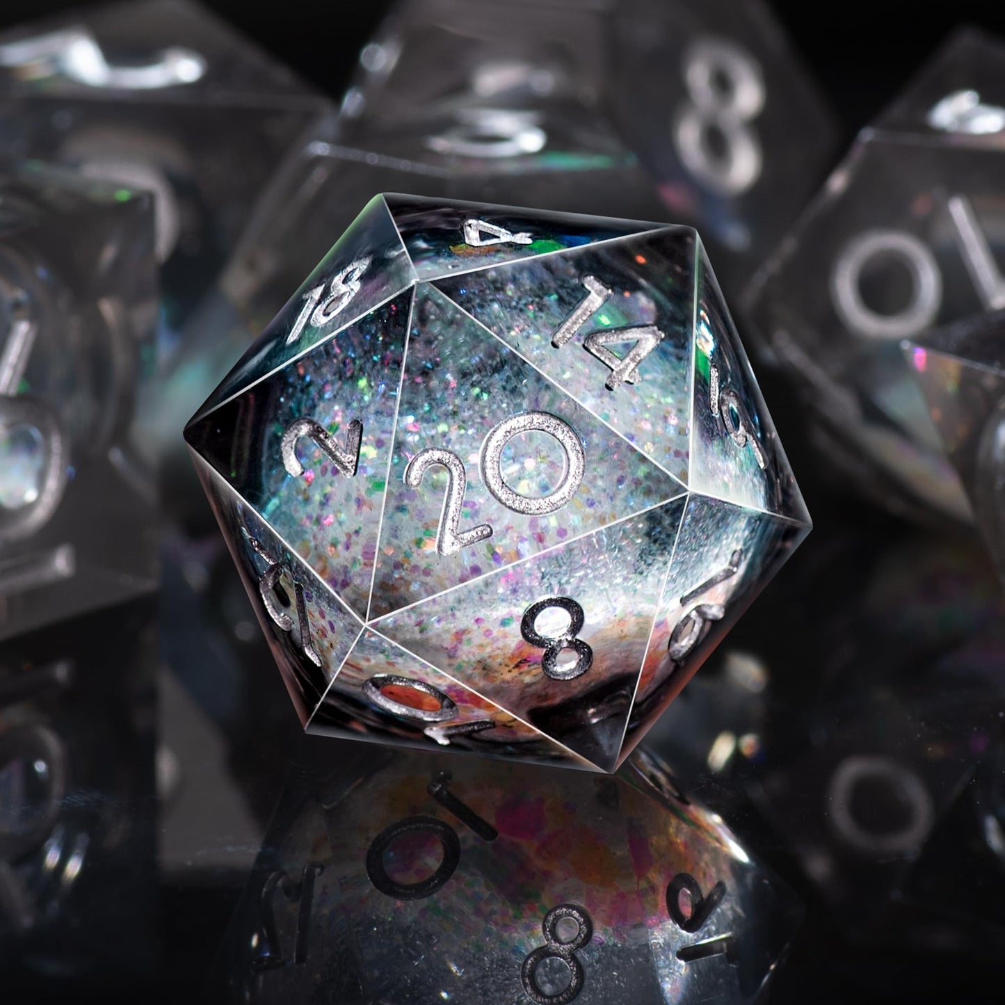 AUSTOR Liquid Core DND Dice Set – 7 Die Sharp Edge Quicksand Resin Dice for D&D & Tabletop RPG